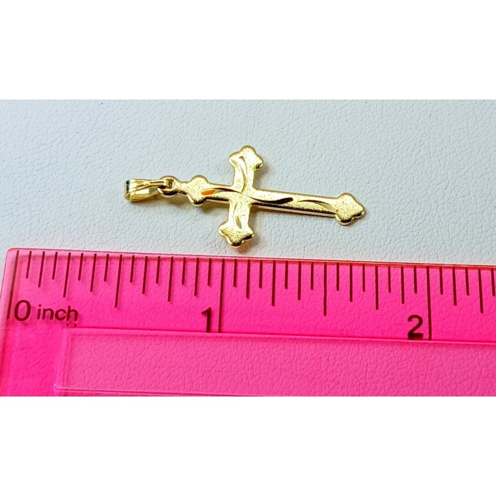Karatbond Vintage Gold Y2K Diamond Cut Cross Necklace Pendant Made USA NOS New